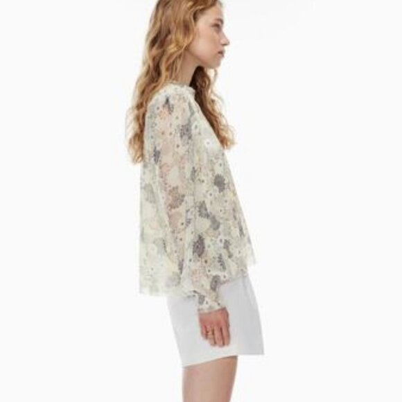 Aritzia Wilfred Santiago Long Sleeve Blouse In Whipper Butter / Ardoise Size 2XL - Picture 3 of 8